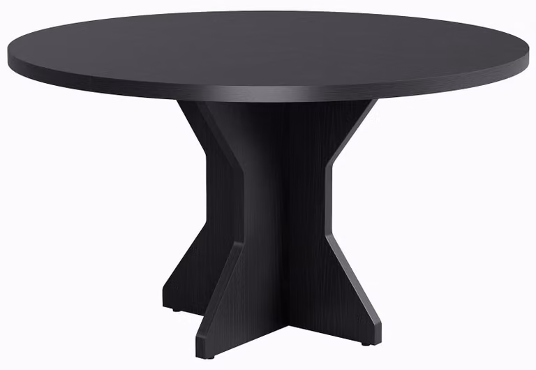 Tavolo rotondo per la sala da pranzo, diametro 120 cm, adatto per 4-6 persone, tavolo da cucina con gambe a forma di "K", colore nero effetto legno