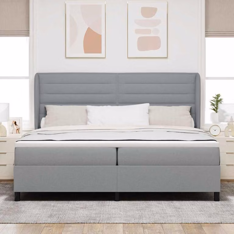 Maison Exclusive - Letto boxspring con materasso Grigio chiaro 200 x 200 cm Tessuto