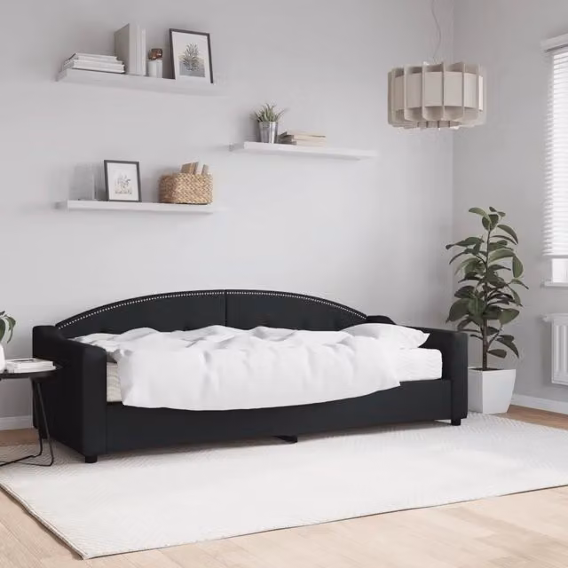 Divano Letto con Materasso Nero 80x200 cm in Tessuto 3197509