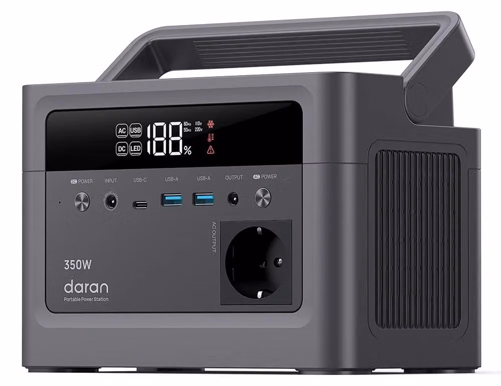 Centralina portatile - Cubus350L - Batteria LiFePO4 - Capacità di 288 Wh - Onda sinusoidale pura da 350 W - Potenza di picco da 700 W - Ingresso solare da 80 W - Uscita USB-C PD da 45 W