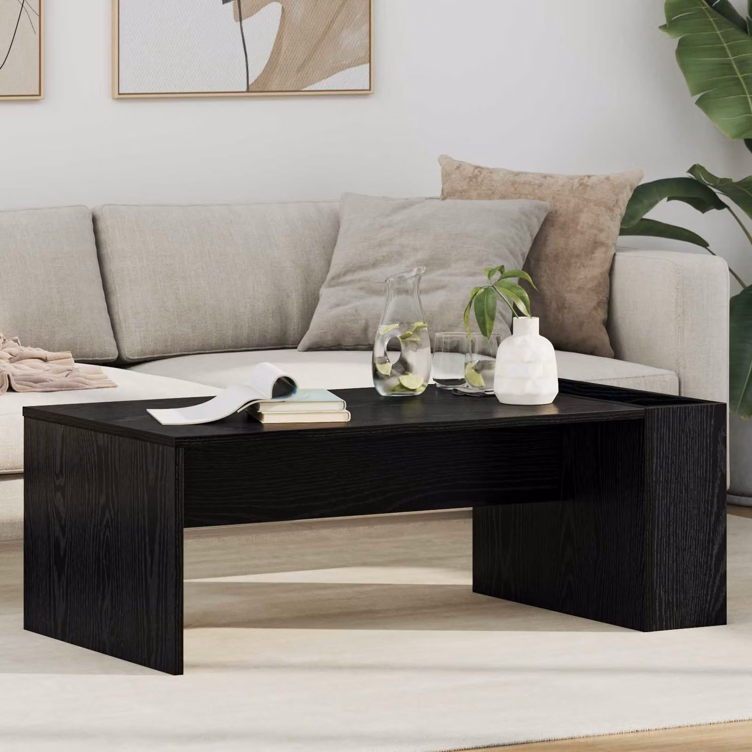 vidaXL Tavolino da salotto moderno in legno Rovere e Nero L: 95 cm, P: 50 cm, H: 34 cm