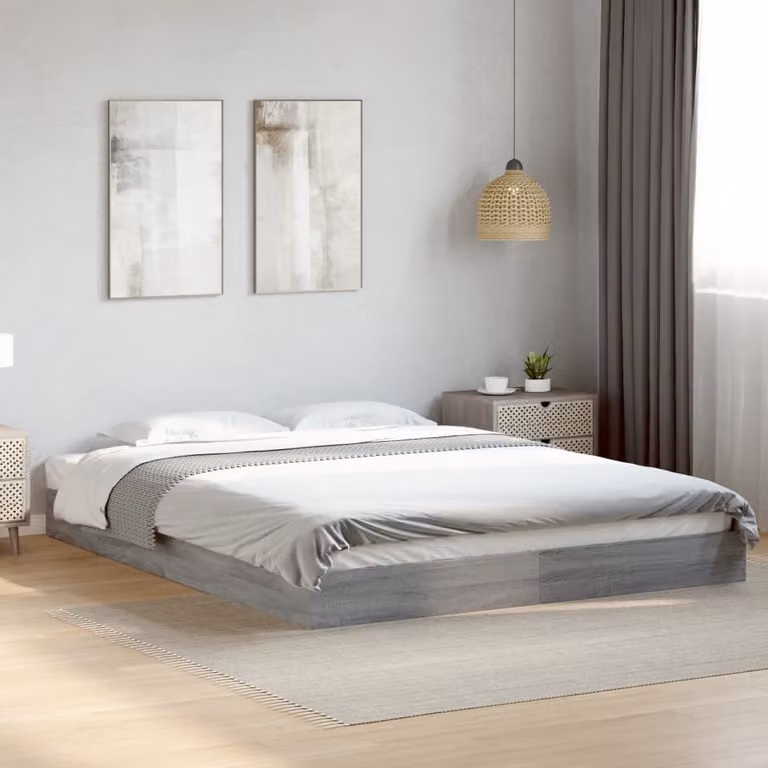 vidaXL Giroletto senza Materasso Grigio Sonoma L/P: 160 x 200 cm in Truciolato e MDF