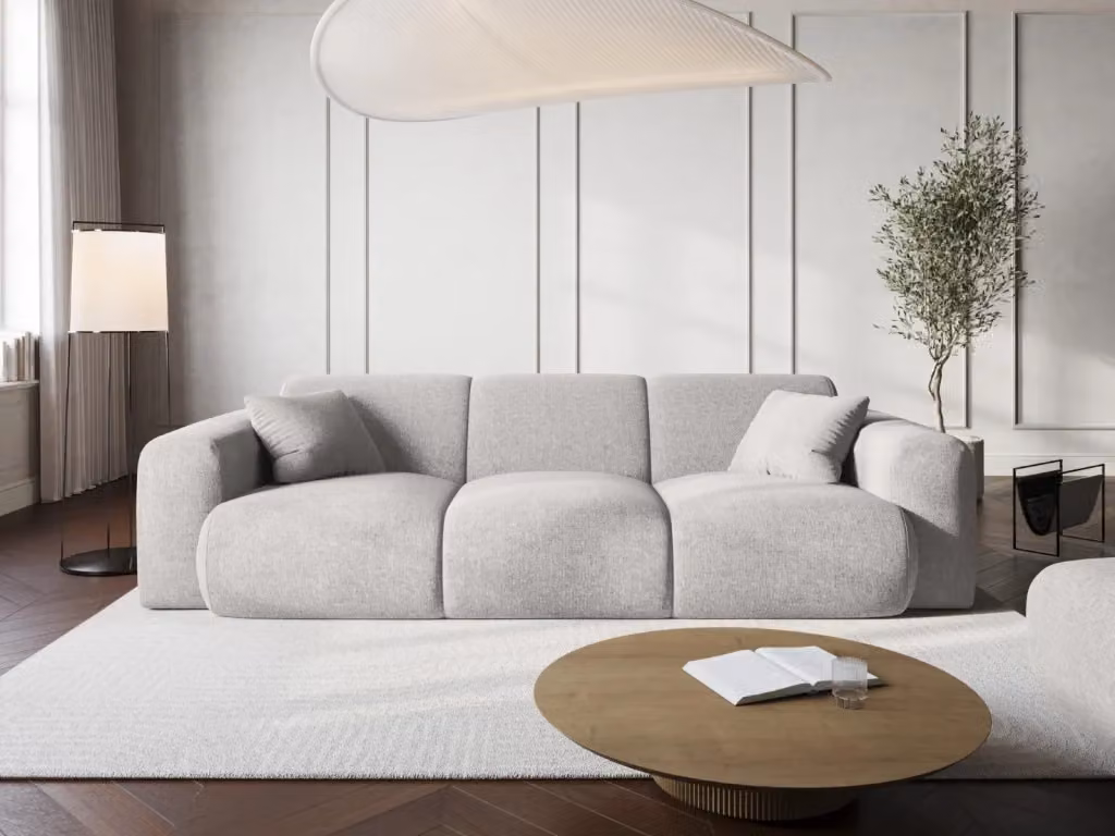 Divano 3 posti Nolio Cosmopolitan Design in ciniglia grigio chiaro L: 235 cm, P: 72 cm, H: 84,5 cm – 2