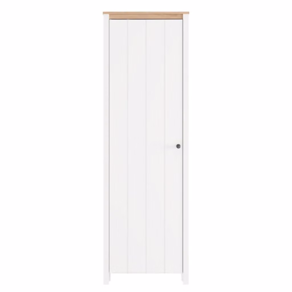 Wanaka DMORA Mobile da Ingresso Moderno con 4 Ripiani, L: 60 cm, P: 40 cm, H: 191 cm, Bianco e Rovere – 2