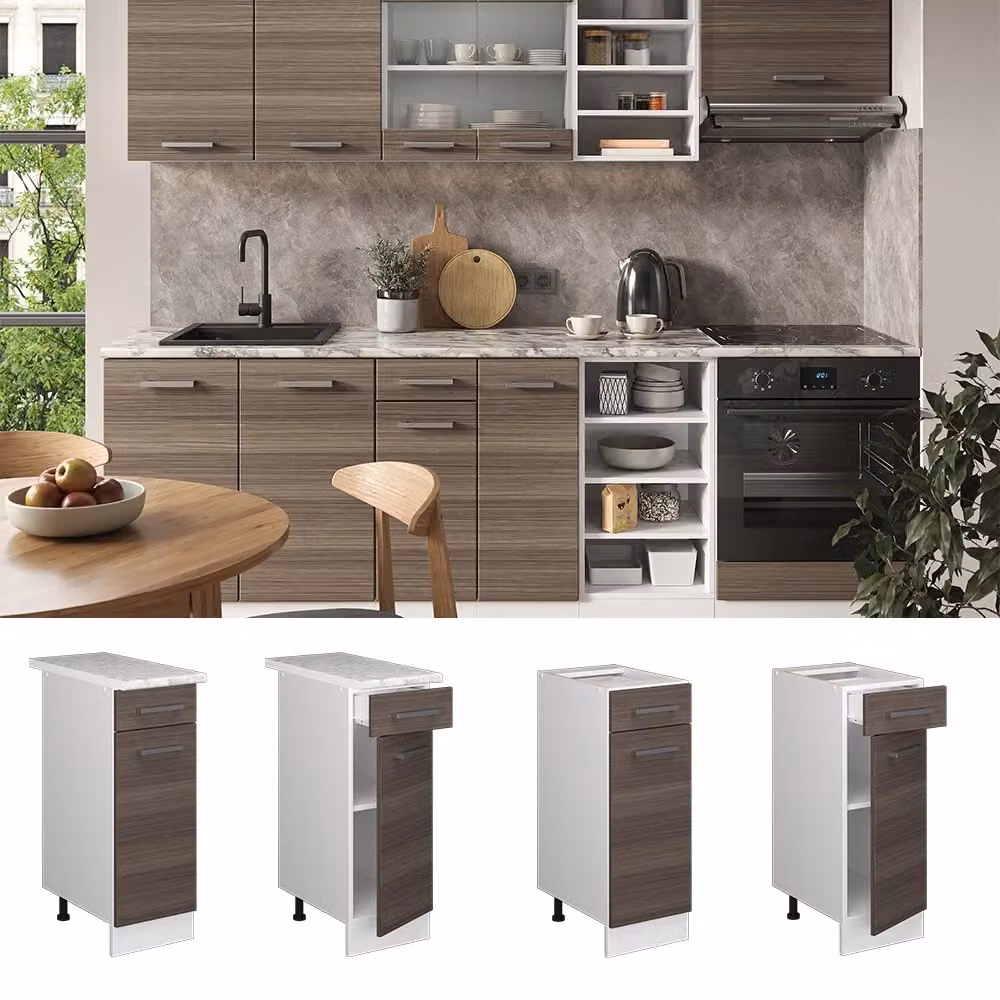 Mobiletto base per cucina Vicco R-Line Grigio nobile e Bianco, L: 30 cm, H: 81,6 cm, P: 60 cm – 2