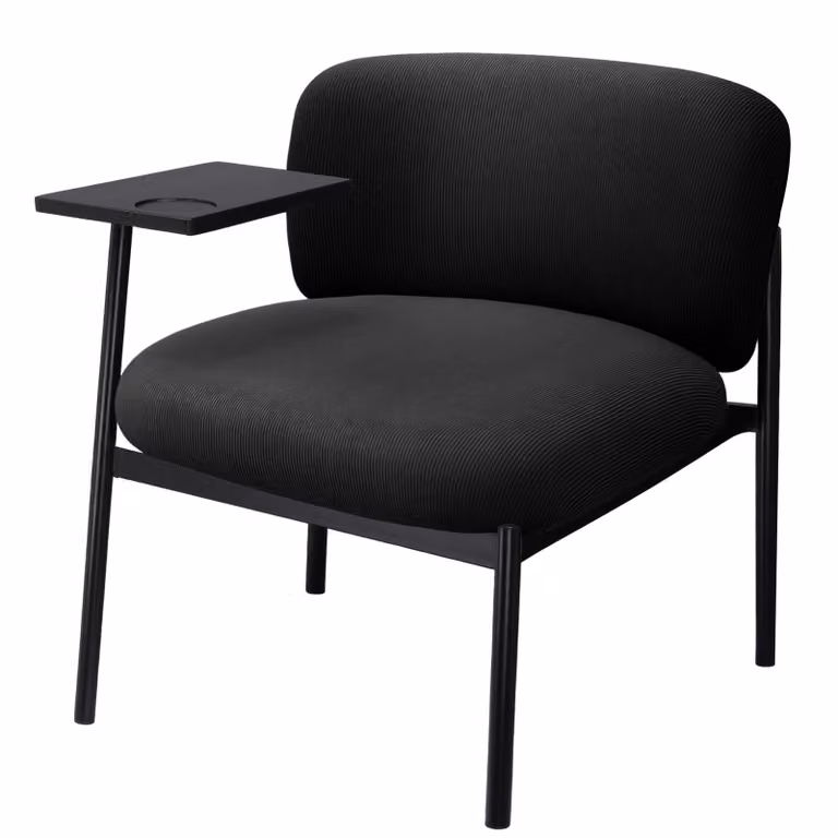 COMHOMA poltrona reclinabile poltrona ad ala moderna, poltrona imbottita con gambe in metallo, divano singolo per soggiorno/camera da letto/giardino, nero