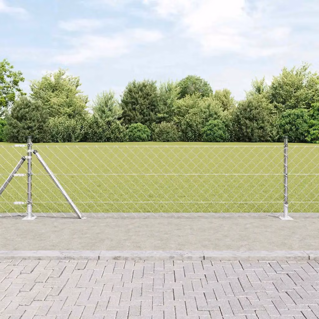 Recinzione a maglie vidaXL con base in cemento e rete in acciaio zincato argentato L: 10 m, H: 0,6 m, P: 0,4 m