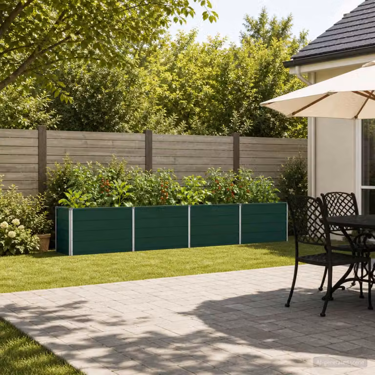 Letto rialzato da giardino vidaXL in metallo verde L: 320 cm, P: 40 cm, H: 55 cm