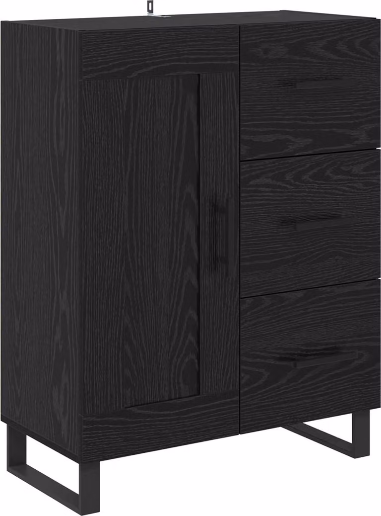Credenza con cassetto Rovere Nero 69,5 x 34 x 90 cm