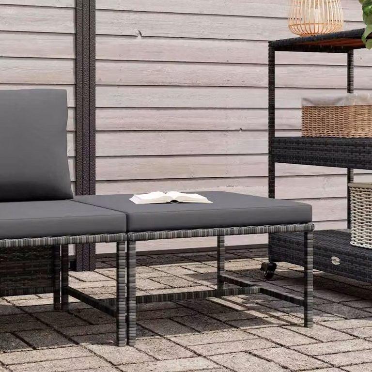vidaXL Poggiapiedi Modulare con Cuscino in Polyrattan Grigio