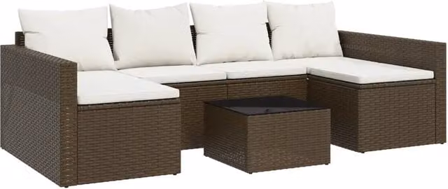 Set Divani da Giardino 2 pz | Set Salotto da Giardino con Cuscini in Polyrattan Marrone