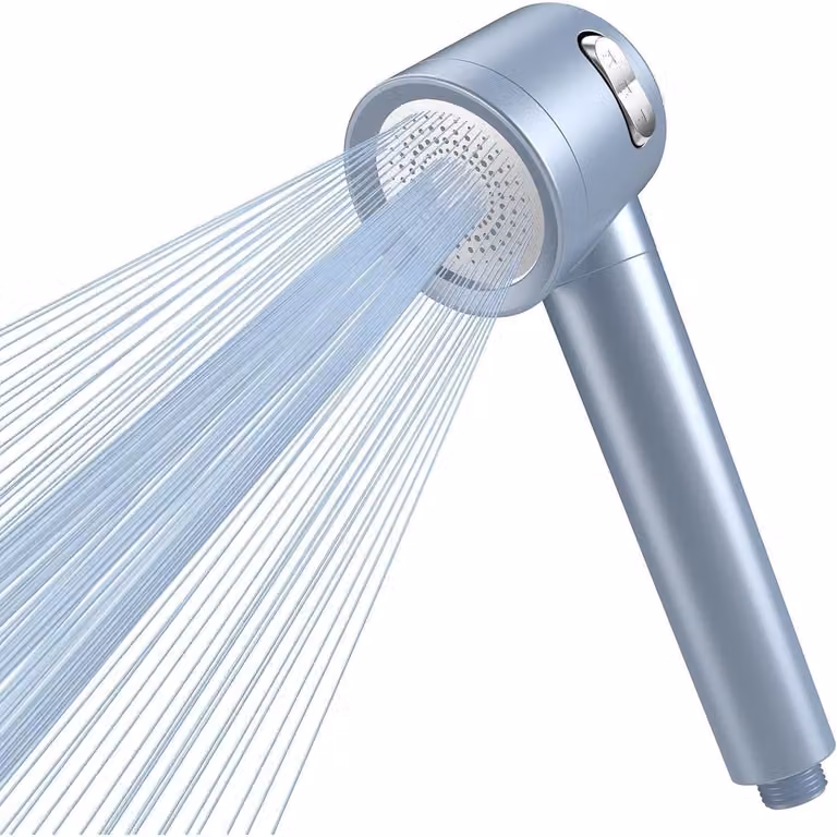 Pistola a mano con sistema di filtraggio a 15 strati, tubo da 1,5 metri, 3 tipi di getto, a risparmio idrico, colore blu