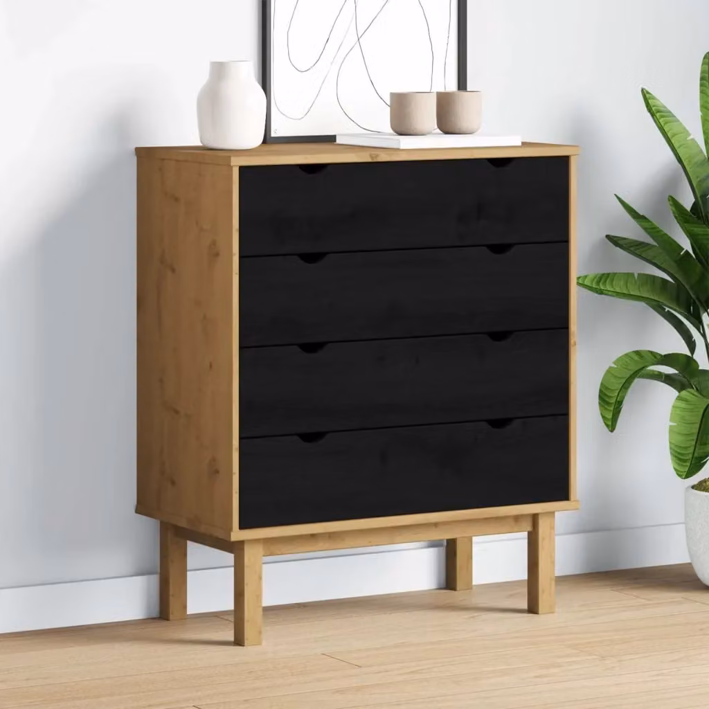 Cassettiera OTTA in legno di pino nero con cassetto L: 76,5 cm, P: 39,5 cm, H: 90 cm – 2