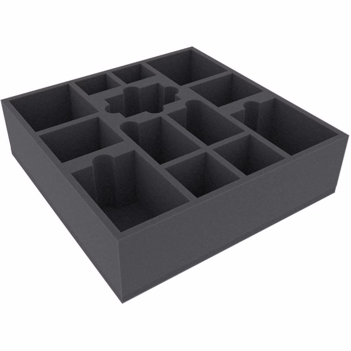 Inserto in schiuma 285x285x80 mm, 13 scomparti, per giochi da tavolo