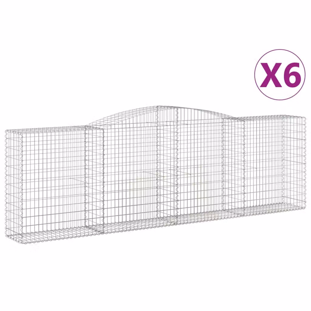Cesti Gabbioni ad Arco 6 pz 400x50x120/140 cm Ferro Zincato