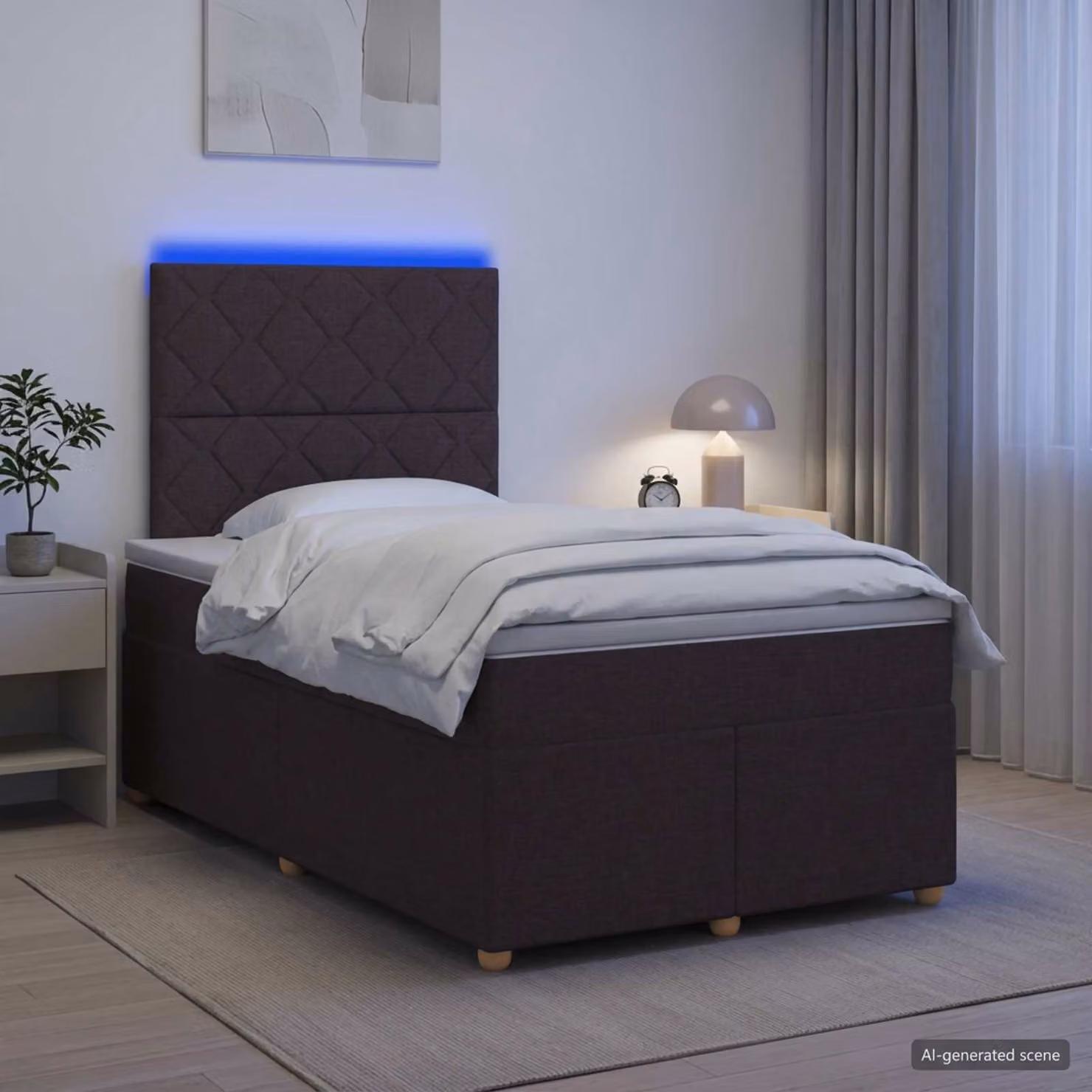 vidaXL Letto box spring moderno con materasso a molle insacchettate e base contenitore, con illuminazione sottostante e porta USB, L/P: 120 x 200 cm