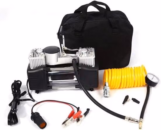 Mini compressore portatile per pneumatici 150PSI con kit pompa di gonfiaggio 12V colore nero