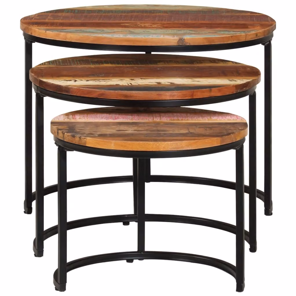 Set tavoli 3 pezzi. Legno massiccio di recupero