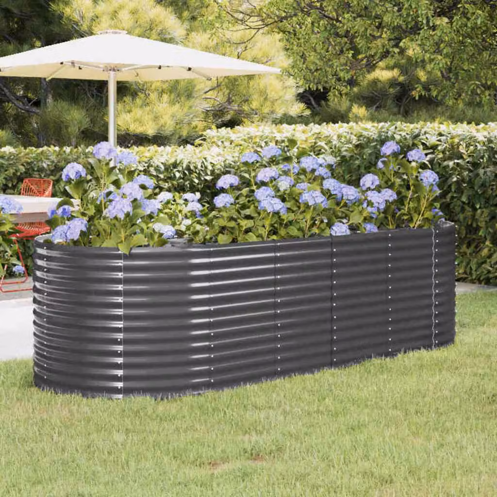 Letto da giardino rialzato vidaXL in acciaio zincato colore antracite L: 249 cm, P: 100 cm, H: 68 cm