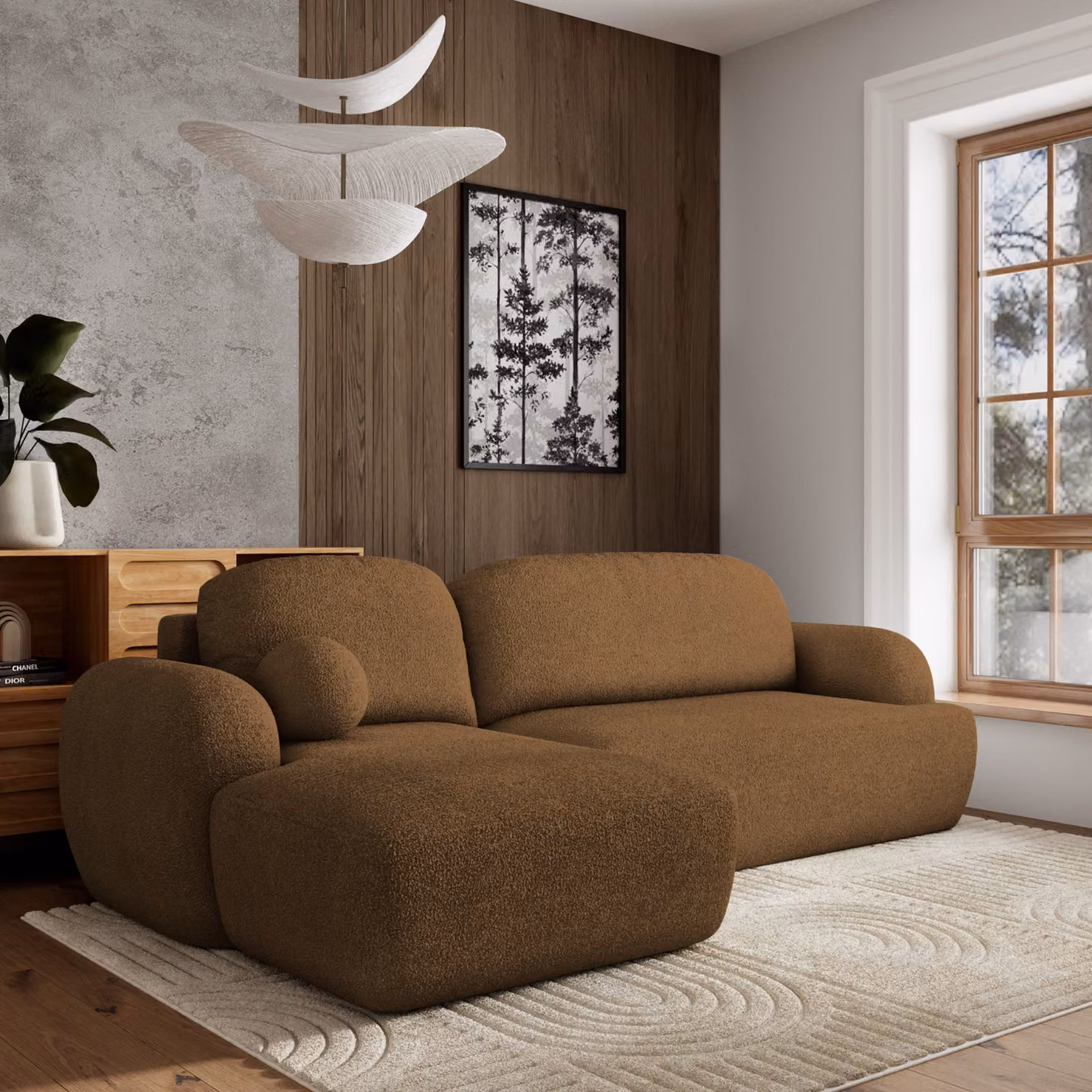 Divano angolare Masseno MODENZA N L-S con funzione letto a L, divano con box letto, divano da soggiorno, divano, divano letto, set di divani - marrone, ORA O MAI PIÙ 56