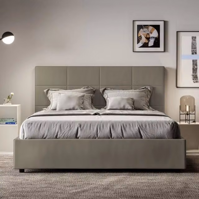 Letto Matrimoniale alla Francese Mika Ityhome Imbottito con Contenitore in Similpelle L/P/H: 150 x 230 x 122 cm – 1