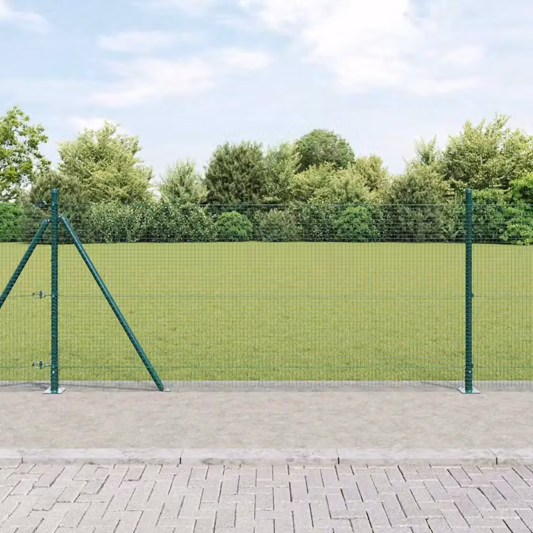 Recinzione Metallica Saldata con Base in Cemento vidaXL, Verde, L: 1 m, H: 0,85 m, P: 0,25 m