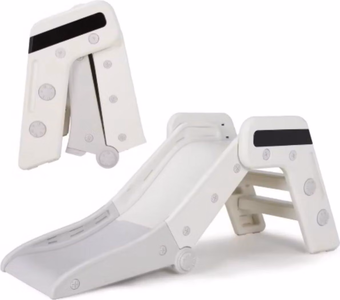 Scivolo pieghevole per bambini – Interno ed esterno – Per bambini piccoli da 1 a 3 anni – Bianco e grigio