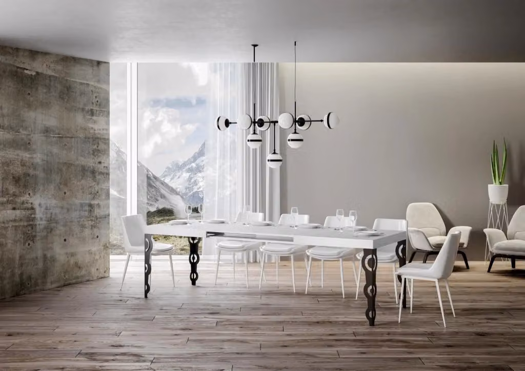 Tavolo allungabile Karayan Bs Com bianco frassino con telaio antracite L/P: 90 x 140/400 cm – 2
