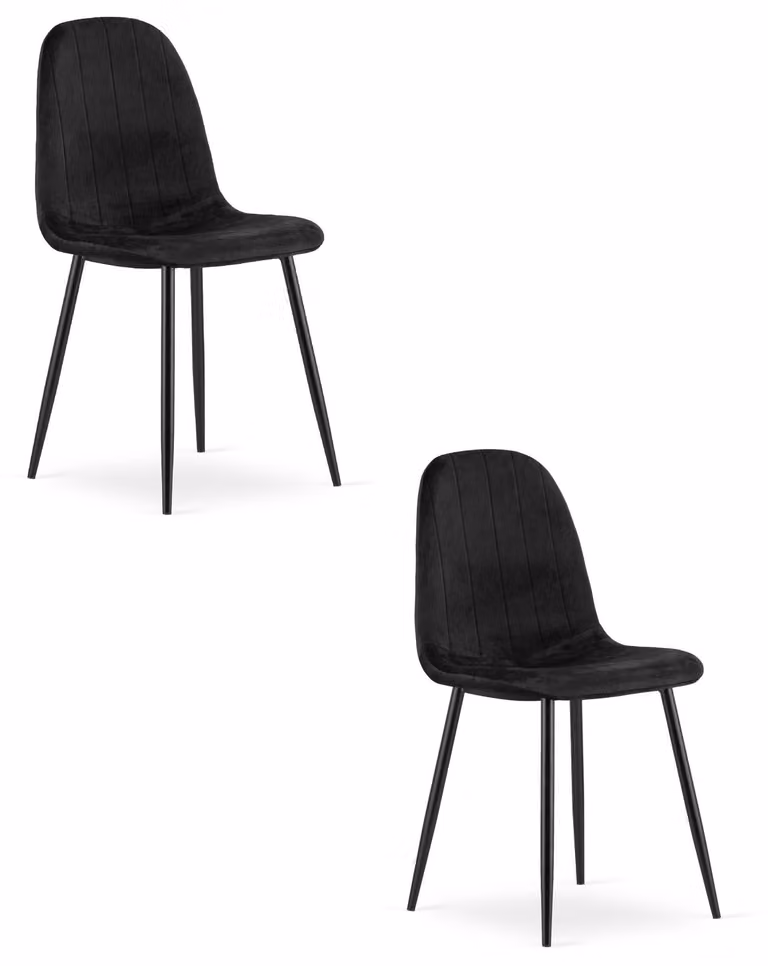 Sedia - Leobert - Padva - Velluto nero/gambe nere - 44,5 x 53 x 87 cm - Set da 2