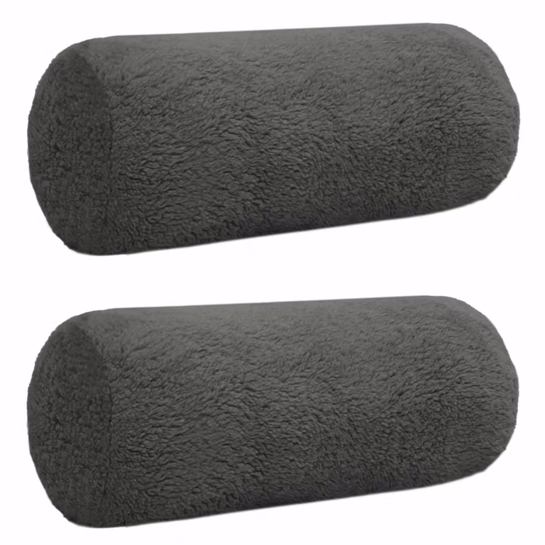 Set di 2 federe vidaXL HEERLEN grigio scuro in tessuto bouclé, forma ovale, Ø 15 x 40 cm