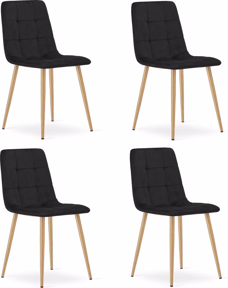 KARA velluto nero sedia lounge per cucina sala da pranzo x4