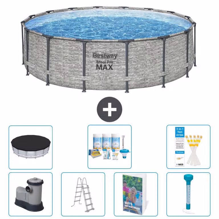 Piscina gonfiabile Bestway Steel Pro MAX, rotonda, 488x122 cm, composta da 6 parti, modello S574