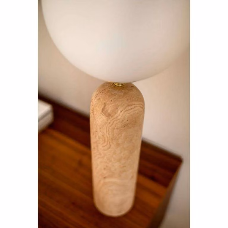 Globen Lighting Lampada da tavolo Torrano, Crema / Ambra, Soggiorno / Sala da pranzo, Pietra, Design, Lampada da tavolo
