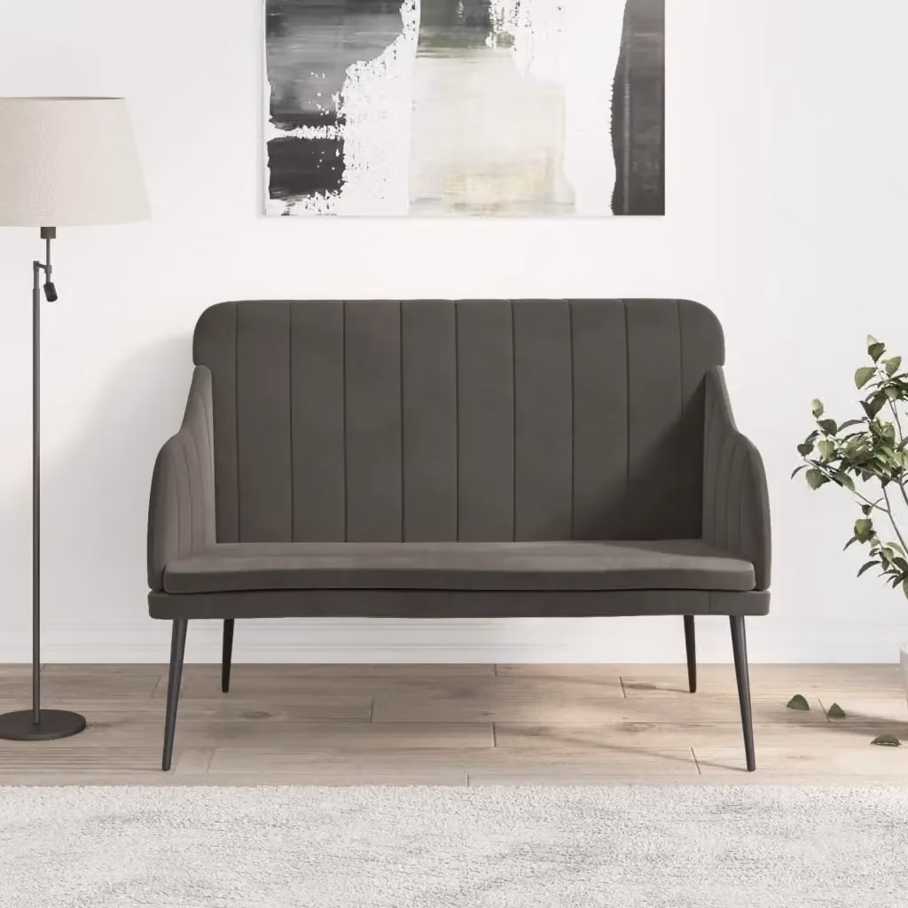 Panca in velluto grigio scuro DESIGN IN L 110 x P 76 x H 80 cm – 2
