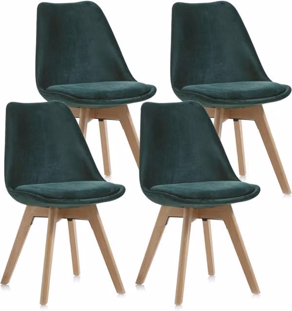 Set 4 Sedie 48,5x47x81,5 cm in Velluto Verde Smeraldo