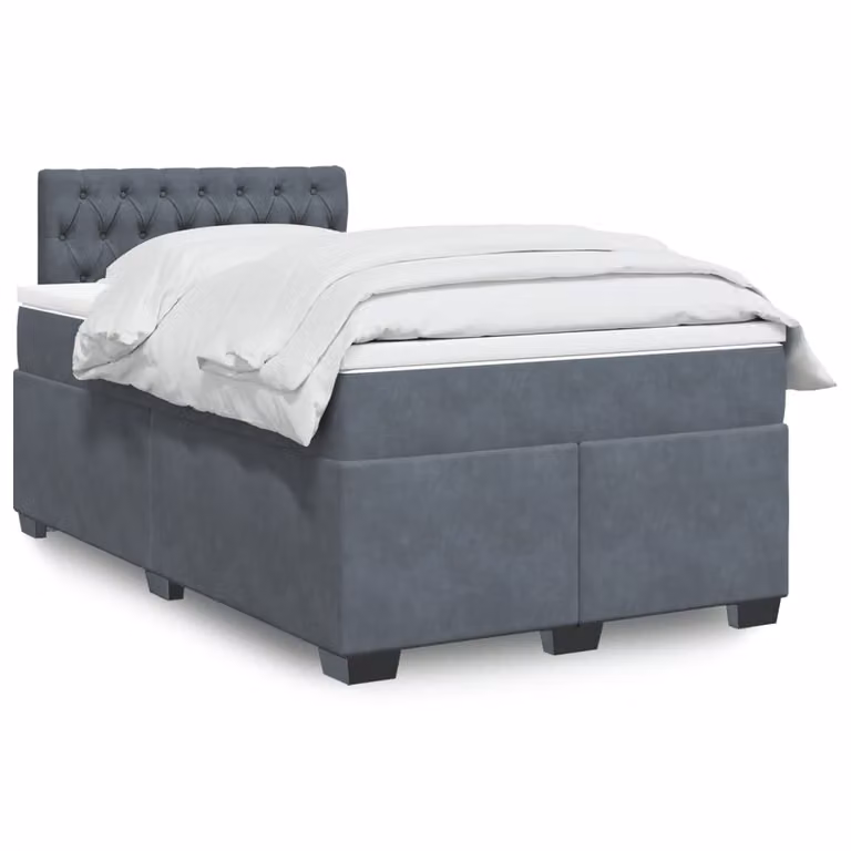 vidaXL Letto Ibrido con Materasso in Velluto Grigio e Bianco, Struttura in Legno di Pino, L/P/H: 120 x 200 cm