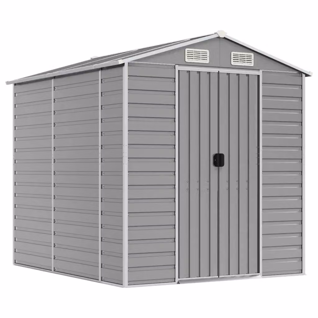 Casetta da giardino moderna Videx in acciaio zincato grigio chiaro L/P/H: 191 x 215 x 198 cm – 2