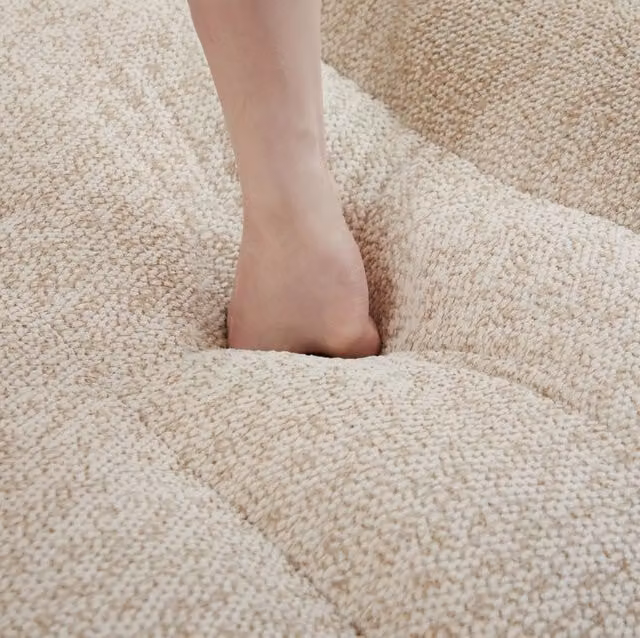 Divano modulare 288x104x79 cm con schienale ergonomico e seduta ampia in velluto granulato beige