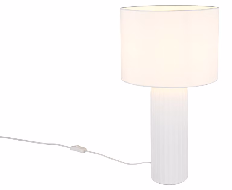 Lampada da tavolo, bianco, Vetroceramica, tessuto, H 51 cm