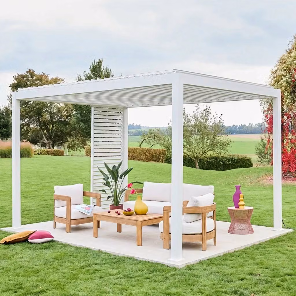 Persiana semi-trasparente in alluminio Sweeek per pergola bioclimatica, disponibile in bianco o antracite, L: 100 cm, H: 238 cm, P: 6 cm – 2