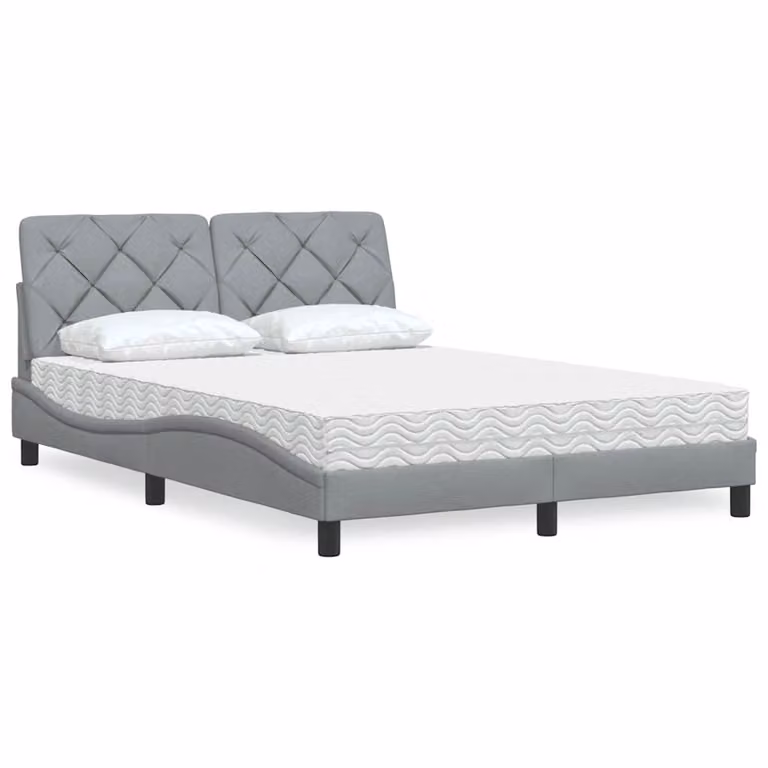 Letto con Materasso vidaXL in Tessuto Grigio Chiaro e Bianco L/P/H: 140 x 200 cm