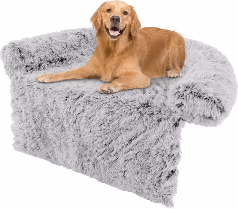 COSTWAY letto per cani in peluche, coperta per cani da divano, protezione per cani da divano, cuscino per cani con rivestimento lavabile, letto in peluche per cani di taglia media e grande, 120 x 115 x 18 cm, grigio