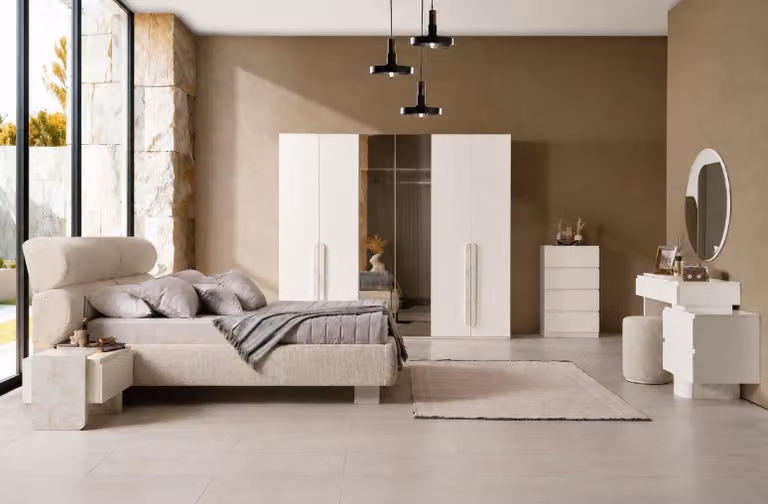 Armadio con specchio, grande, capiente, bianco, comodo, in stile moderno, nuovo