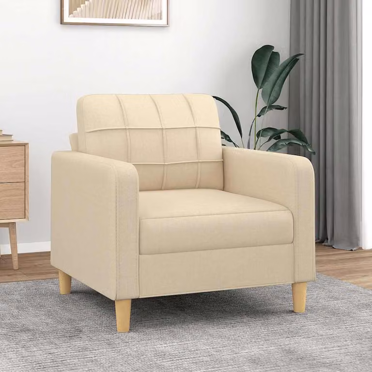 Poltrona moderna vidaXL in tessuto beige con braccioli e struttura in metallo per il tuo soggiorno