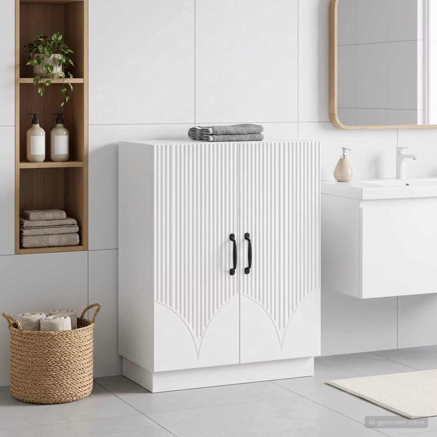 Mobiletto da bagno vidaXL HOORN bianco con ante a battente L/P/H: 59,5 x 31 x 77 cm