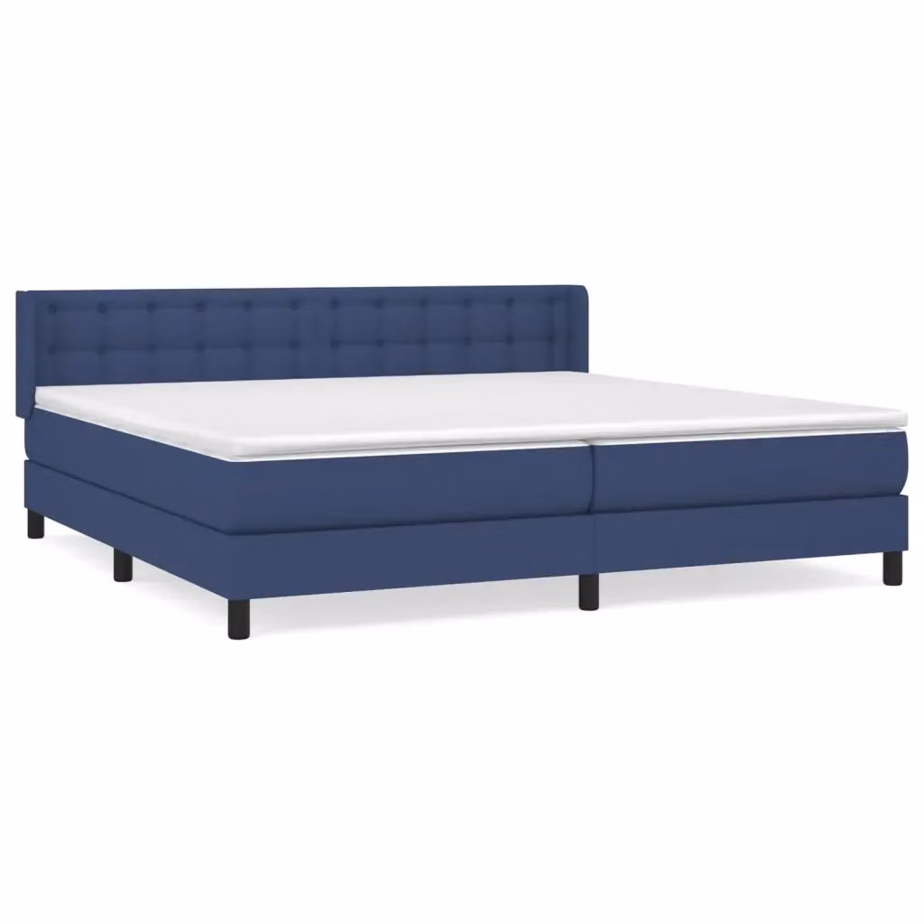 Letto Ibrido vidaXL con Giroletto a Molle e Materasso in Tessuto Blu e Bianco L/P: 200 x 200 cm – 2