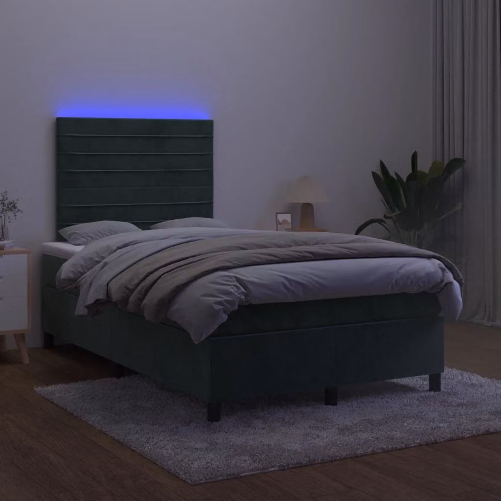 Maison Exclusive - Letto a Molle con Materasso e LED Verde Scuro 120x200cm Velluto