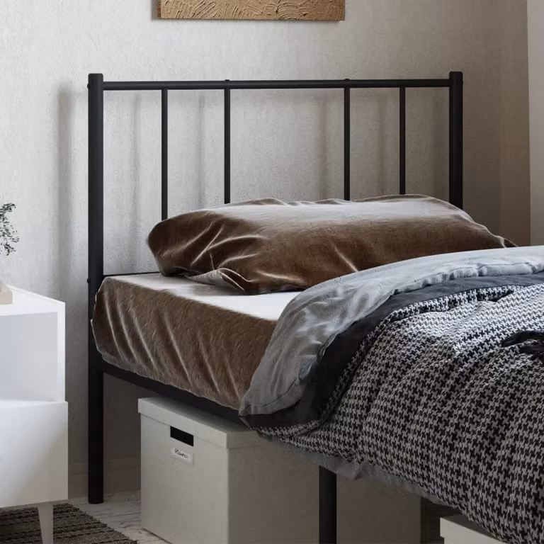 Testiera di ricambio vidaXL in metallo nero laccato, stile classico, L: 112 cm, H: 90 cm, P: 3 cm