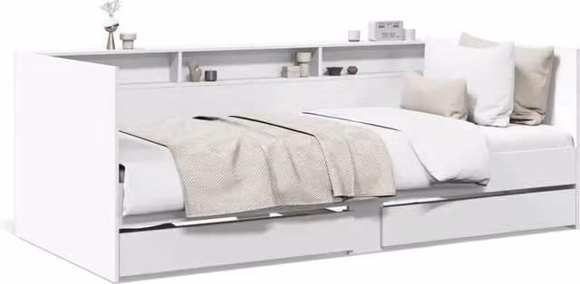Divano letto | Sof¨¤ letto | Letto singolo con Cassetti senza Materasso Bianco 90x200 cm