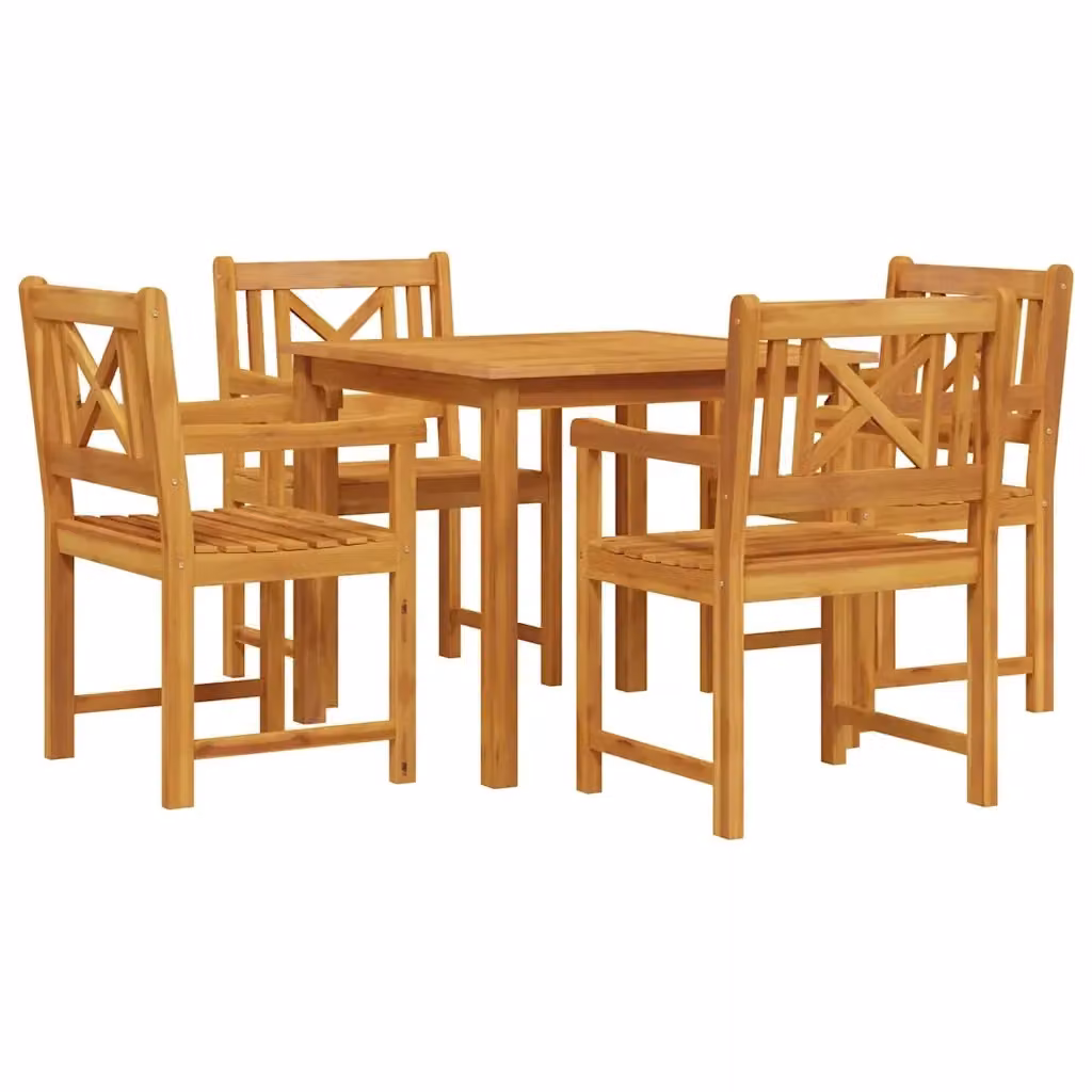 Set da pranzo per giardino e terrazzo vidaXL in legno di acacia marrone, 5 pezzi – 2